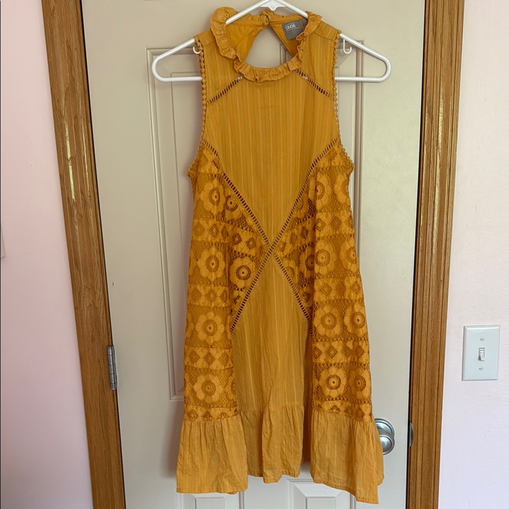 ASOS Mustard Yellow Cotton Dress - Picture 1 of 9